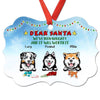 Naughty Peeking Dog Dear Santa Personalized Christmas Ornament