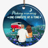 Night Field Camping Couple Personalized Circle Ornament