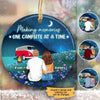 Night Field Camping Couple Personalized Circle Ornament