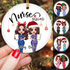 Nurse Squad Besties Christmas Personalized Circle Ornament