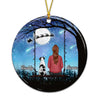 On Swing Christmas Night Girl And Dogs Personalized Circle Ornament