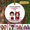 Our First Christmas Doll Personalized Circle Ornament