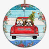 Peeking Dog On Truck Christmas Personalized Circle Ornament