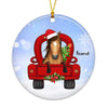 Peeking Horse On Christmas Car Personalized Circle Ornament