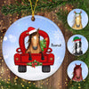 Peeking Horse On Christmas Car Personalized Circle Ornament