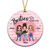 Pink Wall Besties Personalized Circle Ornament