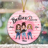 Pink Wall Besties Personalized Circle Ornament