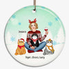 Pretty Girl & Fluffy Cat Christmas Personalized Circle Ornament