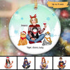 Pretty Girl & Fluffy Cat Christmas Personalized Circle Ornament