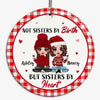Red Patterned Doll Besties Personalized Circle Ornament