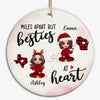 Red Plaid Long Distance Doll Besties Personalized Circle Ornament