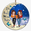 Sassy Girls On Moon Personalized Circle Ornament