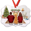 Sitting By The Fireplace Dogs Couple Family Gift Personalized Christmas Ornament