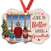 Sitting By Window Grandma Grandpa Grandkids Personalized Christmas Ornament