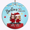 Sitting Standing Doll Besties Sisters Siblings Personalized Circle Ornament