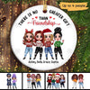 Snow Pattern Doll Besties Sisters Brothers Siblings Men & Women Guys & Girls Christmas Gift Personalized Circle Ornament