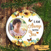 Sunflower I‘m Always With You Photo Memorial Personalized Circle Ornament