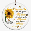 Sunflower My Mind Still Talks To You Memorial White Personalized Circle Ornament