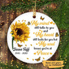 Sunflower My Mind Still Talks To You Memorial White Personalized Circle Ornament