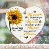 Sunflower My Mind Still Talks To You Memorial White Personalized Heart Ornament