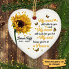 Sunflower My Mind Still Talks To You Memorial White Personalized Heart Ornament