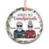 World‘s Best Grandparents Holly Branch Christmas Personalized Circle Ornament