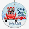 You Me Dogs In Car Christmas Personalized Circle Ornament