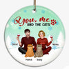 You Me & The Cats Couple Front View  Gift For Him For Her Personalized Circle Ornament