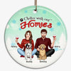 You Me & The Dogs Couple Front View Personalized Circle Ornament