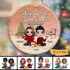 You Me & The Sleeping Dogs Doll Couple Personalized Circle Ornament