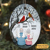 Dad Mom Cardinals Tree Memorial Personalized Oval Ornament