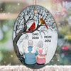 Dad Mom Cardinals Tree Memorial Personalized Oval Ornament