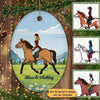 Girl And Her Horse Christmas Personalized Oval Ornament