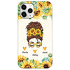 Sunflower Messy Bun Mom Life Personalized Phone Case