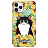 Sunflower Peeking Fluffy Cat Personalized Phone Case