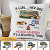 A Camping Girl And Her Fur Babies Personalized Pillow (Insert Included)