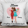 Because Of You Mother And Daughter Personalized Pillow (Insert Included)