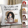 Better With Coffee Cats Personalized Pillow (Insert Included)