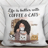 Better With Coffee Cats Personalized Pillow (Insert Included)