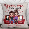 Couple Sitting With Cats Gift For Him For Her Personalized Pillow (Insert Included)