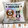 Dogs Cats House Humans Just Live Here Personalized Pillow (Insert Included)