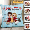 Doll Couple And Cats Personalized Pillow (Insert Included)