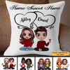 Doll Couple Sitting Home Sweet Home Gift Personalized Pillow (Insert Included)