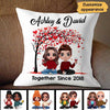 Doll Couple Sitting Under Heart Tree Gift For Her Gift For Him Couple Personalized Pillow (Insert Included)