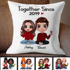 Doll Couple Sitting Gift For Him For Her Personalized Pillow (Insert Included)