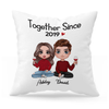 Doll Couple Sitting Gift For Him For Her Personalized Pillow (Insert Included)