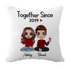 Doll Couple Sitting Gift For Him For Her Personalized Pillow (Insert Included)