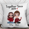 Doll Couple Sitting Gift For Him For Her Personalized Pillow (Insert Included)