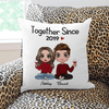 Doll Couple Sitting Gift For Him For Her Personalized Pillow (Insert Included)