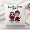 Doll Couple Sitting Gift For Him For Her Personalized Pillow (Insert Included)